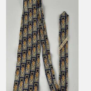 Ermenegildo Zegna Blue Gold Window Pane Geometric Silk Neck Tie Italy